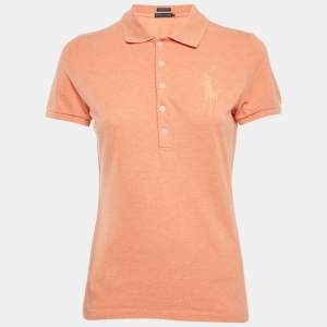 Ralph Lauren Orange Logo Embroidered Cotton Skinny Fit Polo T-Shirt M
