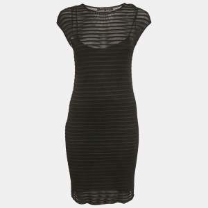 Pre Owned Ralph Lauren Black Patterned Knit Short Dress S