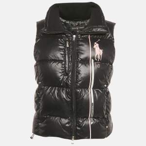 Pre Owned Ralph Lauren Black Printed Synthetic Down Vest M