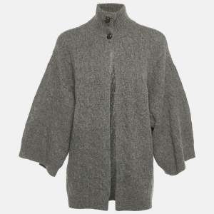 Pre Owned Ralph Lauren Sports Grey Wool Cable Knit Cardigan XS /S