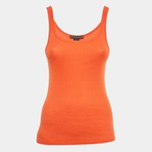 Pre Owned Ralph Lauren Orange Rib Knit Tank Top S