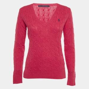 Pre Owned Ralph Lauren Sports Red Wool Cable Knit Sweater M