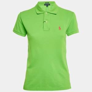 Pre Owned Ralph Lauren Green Logo Embroidered Cotton Classic Fit Polo T-Shirt XS