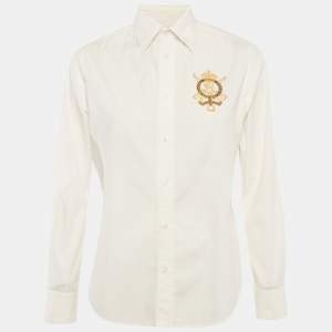 Pre Owned Ralph Lauren Sport White Embroidered Cotton Shirt M