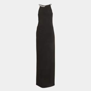 مملوكة مسبقًا Lauren Ralph Lauren Evening Black Embellished Jersey Slit Detail Maxi Dress M