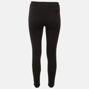 مملوكة مسبقًا Ralph Lauren Black Knit Contrast Strip Detail Pants XS