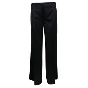 Pre Owned Ralph Lauren Black Stretch Wool Wide Leg Pants S