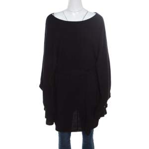Pre Owned Ralph Lauren Black Cashmere Belted Poncho S