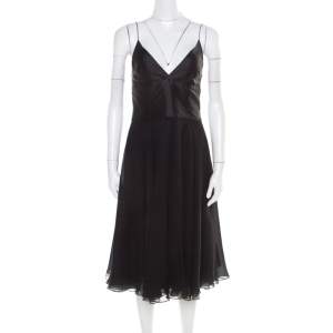 Ralph Lauren Black Silk Sleeveless Flared Dress M