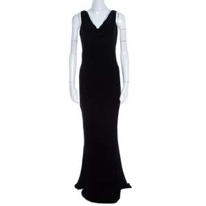 Pre Owned Ralph Lauren Collection Black Velvet Cowl Neck Sleeveless Gown M