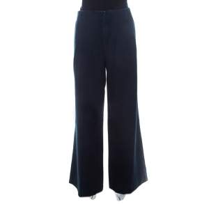 Ralph Lauren Indigo Dark Wash Denim Wide Leg Pleated Trousers L