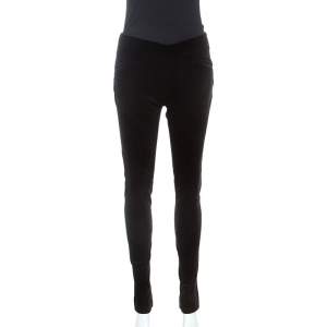 Pre Owned Ralph Lauren Black Stretch Velvet Slim Fit Pants M