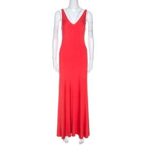 Ralph Lauren Coral Pink Jersey Sleeveless Jenny Maxi Dress M