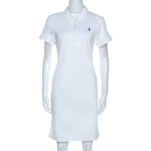 Pre Owned Ralph Lauren White Cotton Polo Dress L