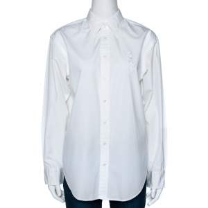 Pre Owned Ralph Lauren White Cotton Relaxed Fit Button Front Shirt L