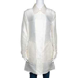 Pre Owned Ralph Lauren Ivory Silk Organza Wren Coat M