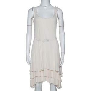Pre Owned Ralph Lauren Cream Silk & Cotton Knit Sleeveless Dress M