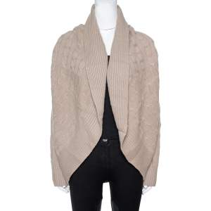 Pre Owned Ralph Lauren Beige Cashmere Cable Knit Circle Cardigan S