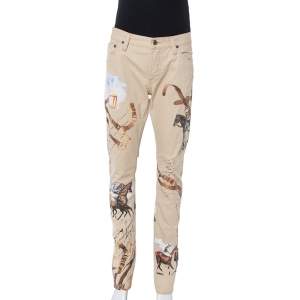 Pre Owned Ralph Lauren Beige Equestrian Print Cotton Thompson 650 Pants M