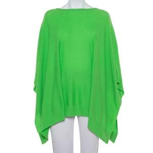 Pre Owned Ralph Lauren Neon Green Cashmere Poncho XS