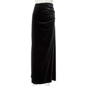 Ralph Lauren Navy Blue Velvet Draped Waist Detail Maxi Skirt M