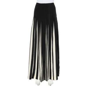 Ralph Lauren Monochrome Silk Pleated Vallauris Maxi Skirt S