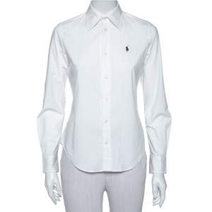Pre Owned Ralph Lauren White Cotton Button Front Super Slim Fit Shirt S