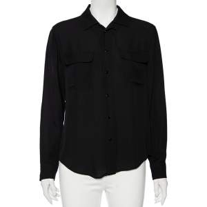 مملوكة مسبقًا Ralph Lauren Black Silk Button Front Shirt M