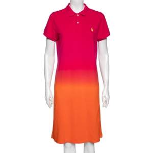 Ralph Lauren Pink Ombre Cotton Pique Short Sleeve Polo Dress XL