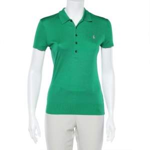 Ralph Lauren Green Cotton Knit Polo T-Shirt M
