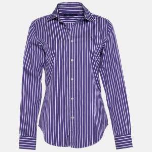 Pre Owned Ralph Lauren Purple Striped Cotton Long Sleeve Shirt M