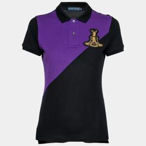 Pre Owned Ralph Lauren Black Cotton Pique Short Sleeve Polo T-Shirt M