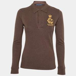 Ralph Lauren Brown Cotton Knit Long Sleeve Polo Shirt M