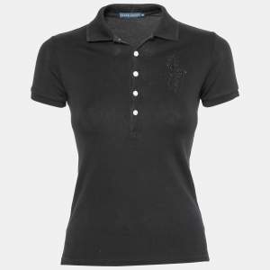 Pre Owned Ralph Lauren Black Cotton Pique Short Sleeve Polo T-Shirt XS
