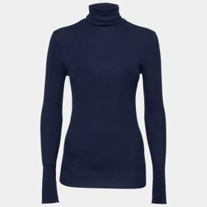 Pre Owned Ralph Lauren Navy Blue Knit Turtleneck Sweater M 