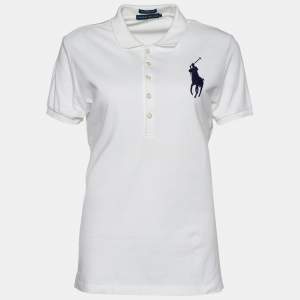 Ralph Lauren White Cotton Pique Polo T-Shirt L 