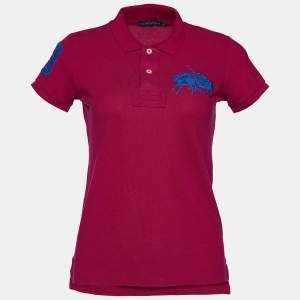 Ralph Lauren Pink Logo Embroidered Cotton Pique Polo T-Shirt S