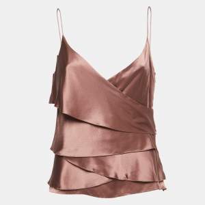 Ralph Lauren Onion Pink Satin Silk Ruffled Top M