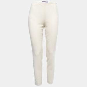 Pre Owned Ralph Lauren Off White Wool High Waist Trousers S