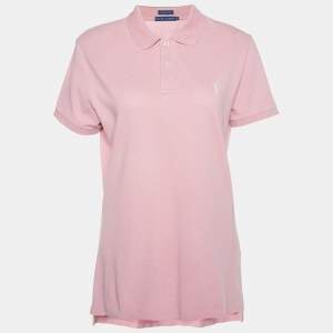 Pre Owned Ralph Lauren Pink Cotton Pique Skinny Polo T-Shirt XL