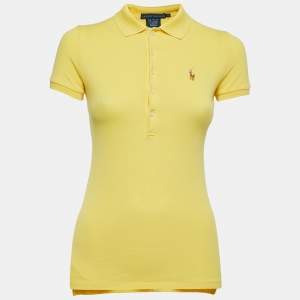 Pre Owned Ralph Lauren Yellow Logo Embroidered Cotton Short Sleeve Polo T-Shirt XS