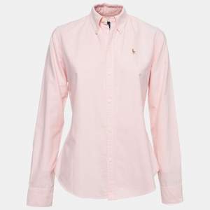 Pre Owned Ralph Lauren Pink Oxford Cotton Full Sleeve Slim Fit Shirt M