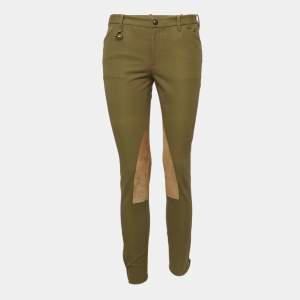 Ralph Lauren Green Suede Trim Cotton Breeches Pants M