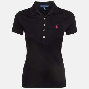 Pre Owned Ralph Lauren Black Cotton Polo T-Shirt S