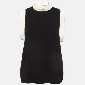 Pre Owned Ralph Lauren Black Sateen Mock Neck Sleeveless Top M