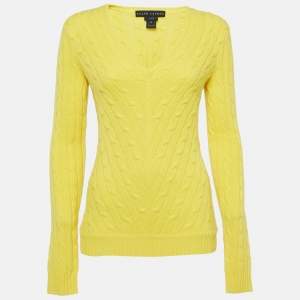 مملوكة مسبقًا Ralph Lauren Yellow Patterned Knit Cashmere Sweater M