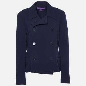 Ralph Lauren Navy Blue Wool Double Breasted Coat L