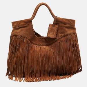 Ralph Lauren Brown Suede Fringe Hobo