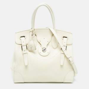 Ralph Lauren Light Cream Leather Soft Ricky 33 Tote
