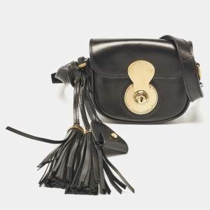 Ralph Lauren Black Leather Ricky Tassel Crossbody Bag